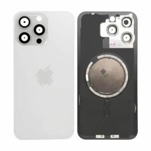 Tapa Trasera iPhone 15 Pro Max - con Lentes de Camaras - BLANCO