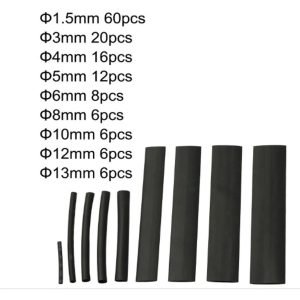 Kit Combo Tubo Termocontraible NEGRO 140 Pcs