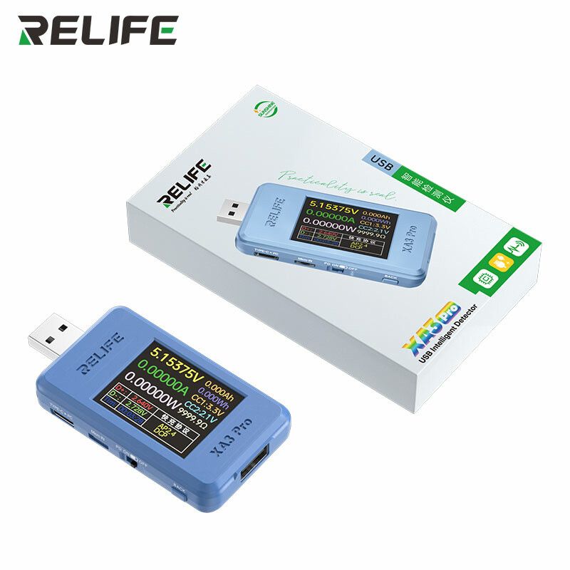 Medidor Usb De Carga Usb Tester Meter Relife XA3 PRO Medidor USB de Carga USB Tester Meter RELIFE XA3 Pro
