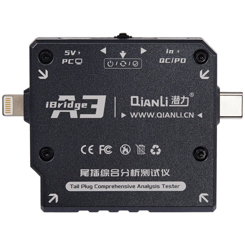Tester Diagnóstico Lightning Ibridge A3 Tester Diagnóstico Lightning Ibridge Medidor USB Dock Test QIANLI A3