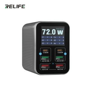 Multicargador Hub Carga 6 Puertos RELIFE Q4 GRIS