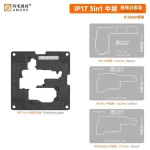 Soporte Holder AMAOE Reballing Interposer iPhone 17 3 en 1 0.12mm