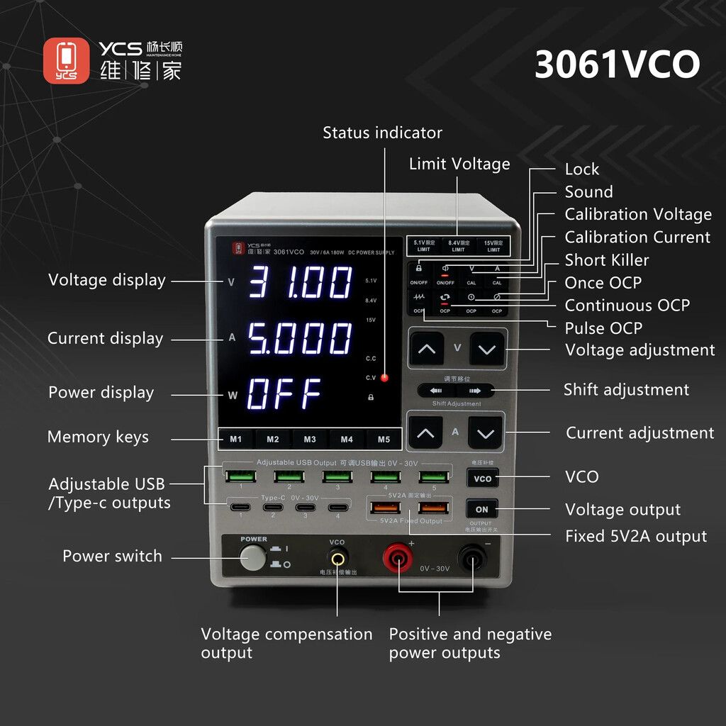 Fuente de Alimentación Laboratorio YCS 3061 30V 6A 180W Fuente de Alimentación Laboratorio YCS 3061 30V 6A 180W